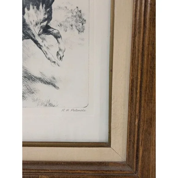 Framed Cowboy Art Print "Heading Them Off" By R.H. Palenske Wood Frame - Picture 11 of 16